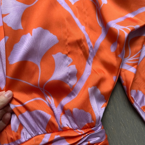Andres Otalora Heliconia Floral Maxi Dress Ruffle Orange Purple - Size 4 - Picture 9 of 13